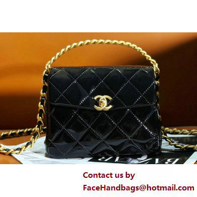 Chanel Patent Calfskin & Gold-Tone Metal Mini Flap Bag with Top Handle AS4472 Black 2025